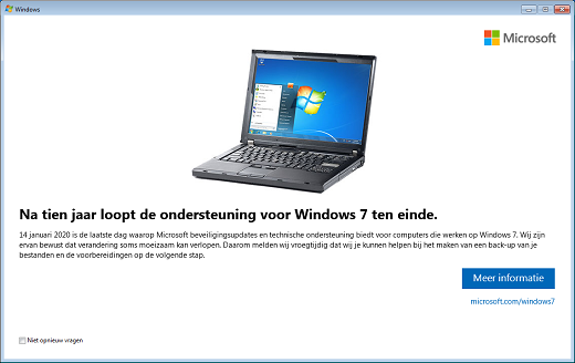 Melding einde Windows 7